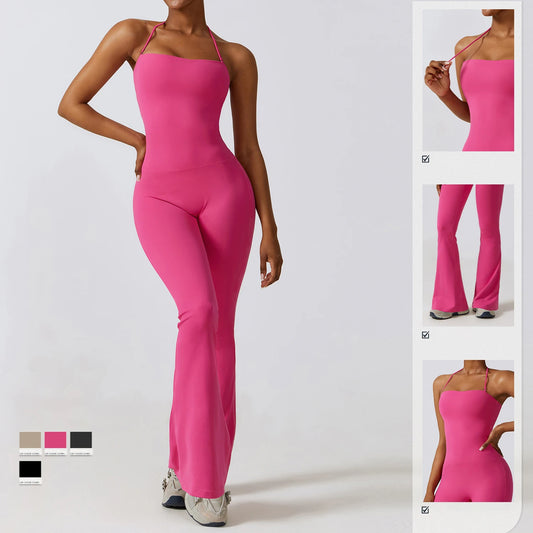 One-piece Yoga Suit Bell Bottoms Gym Set